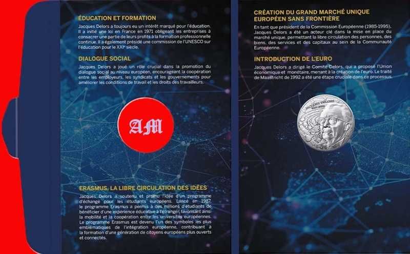 FRANÇA 10€ Moeda Prata alusiva a Jacques Delors