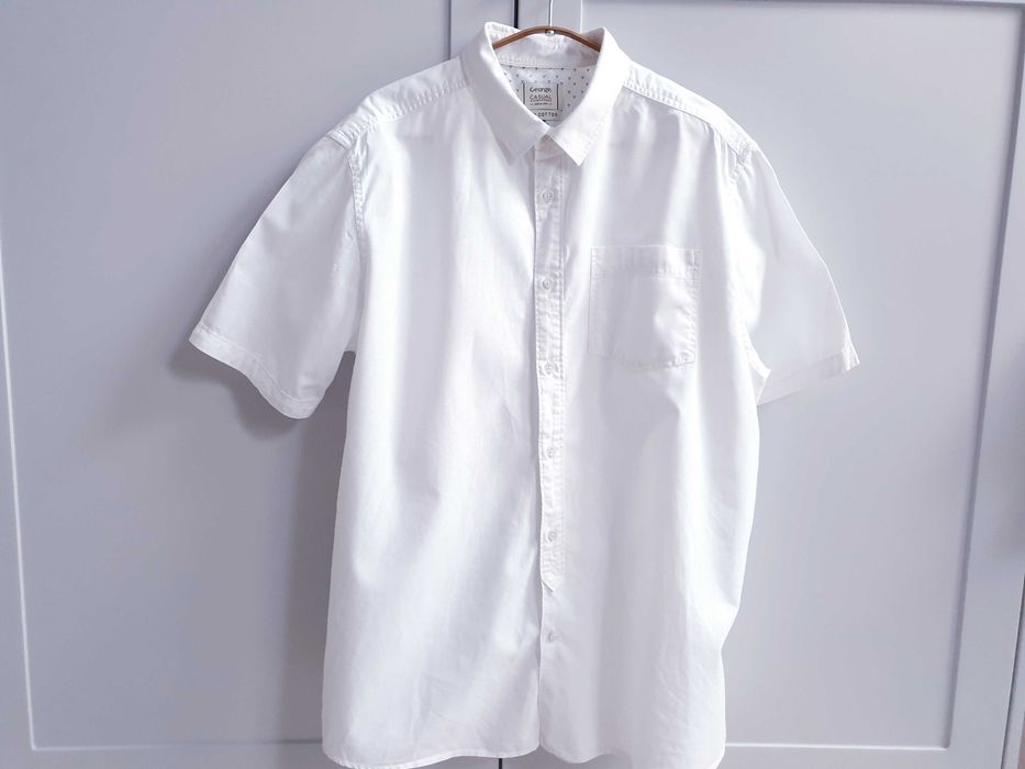 Biała koszula męska lniana George XL
