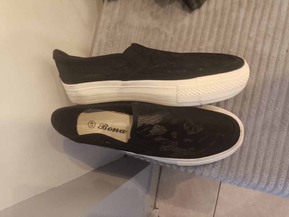 Buty ekspandryle tenisówki wysoka podeszwa platforma koronka 39 40