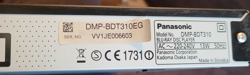 Panasonic blu ray player dmp bdt310