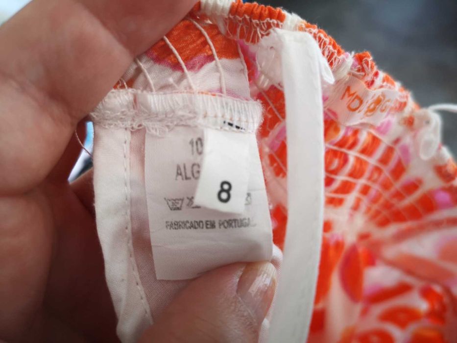 Vestido verão - branco e laranja - menina 8 Anos