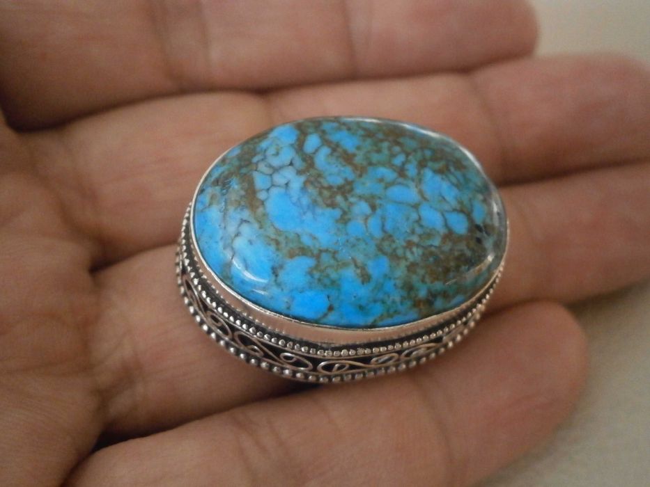 Anel Antigo Prata e Pedra Semipreciosa Turquesa !