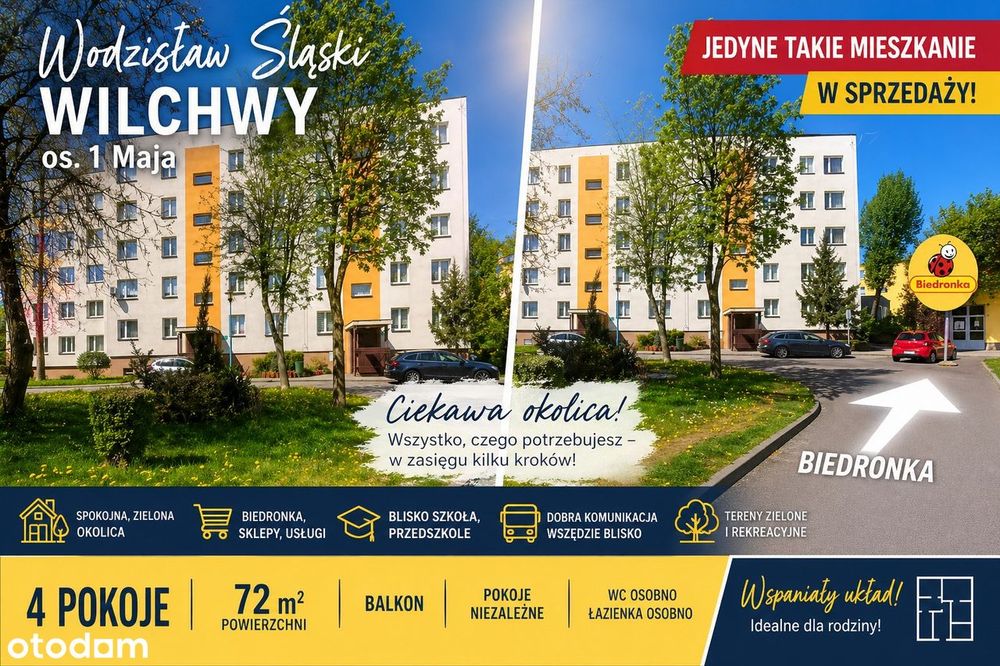 Mieszkanie 72 m² – Wodzisław Śląski, dzielnica Wilchwy