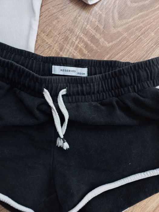 Koszulka top prążek biała xxs damska spodenki 152 reserved czarne