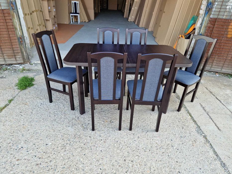 PROMOCJA : STÓŁ + 6 KRZESEŁ ,wenge + grafit , dostawa cała POLSKA