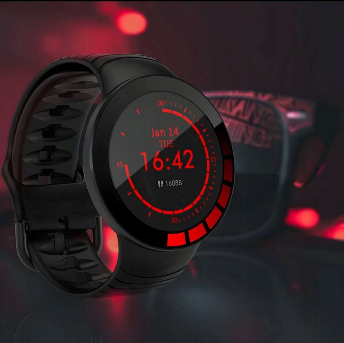 Nowy smartwach wodoodporny męski pulsu sport, kroki powiadomienia menu