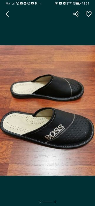Pantofle Męskie Skórzane Boss