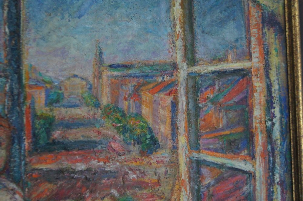 Jan Chrzan, Kobieta przy oknie na tle warszawskiego Starego Miasta