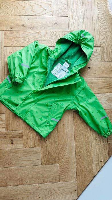 Impidimpi strój przeciwdeszczowy zestaw outdoor gumowane zielone zestaw spodnie plus kurtka 98/104