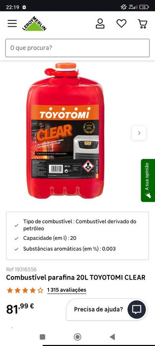 Toyotomi Parafina para aquecedor