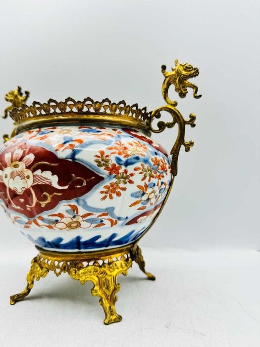 Porcelanowa Żardiniera Imari Brąz Antyk XX