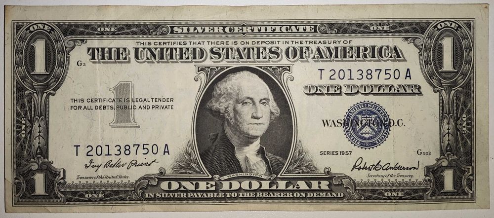 1 dolar 1957 A rok - SILVER CERTIFICATE - stan - VF/XF banknot