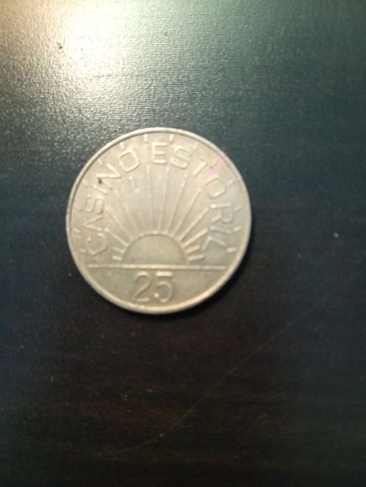 Ficha de jogo - 25 escudos do Casino do Estoril - Portugal -1988