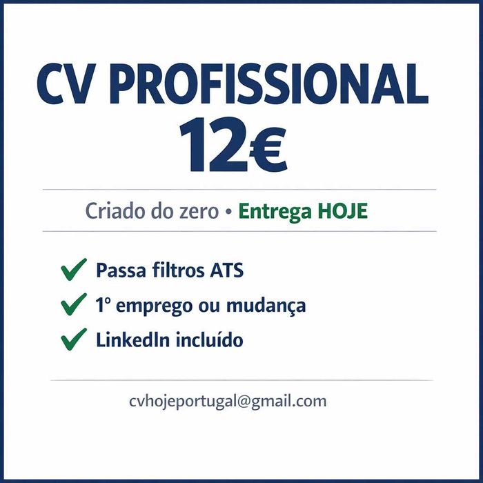 Crio CV Profissional do Zero – 12€ (Entrega Hoje)