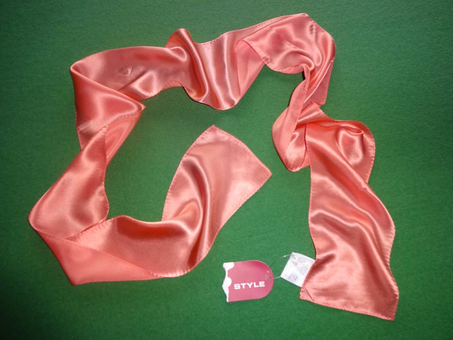 100% SILK łososiowy jedwabny wąski długi szal szalik apaszka