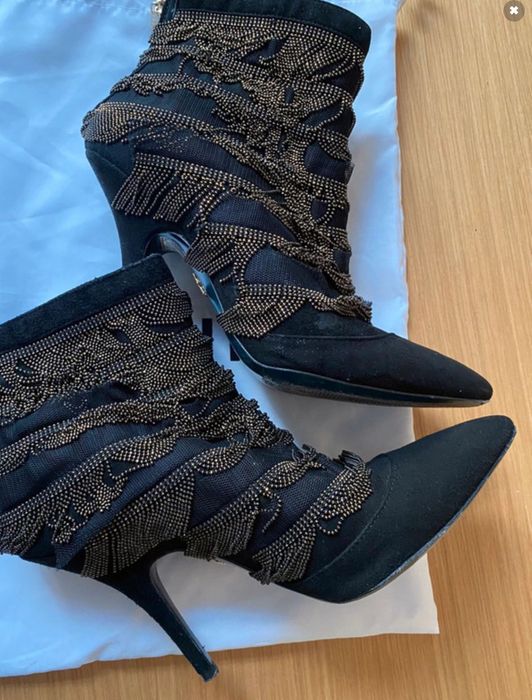 Czarne, zamszowe botki Patrizia Peppe rozmiar 39