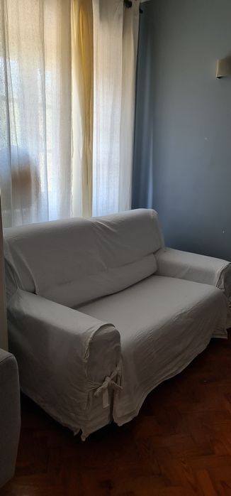 Capa de sofá, Linho e algodão, La Redoute,  cor cru
