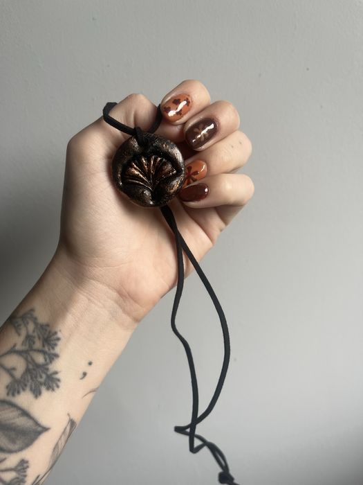 Naszyjnik z lisciem miłorzębu boho hippie fairy natura las slavic