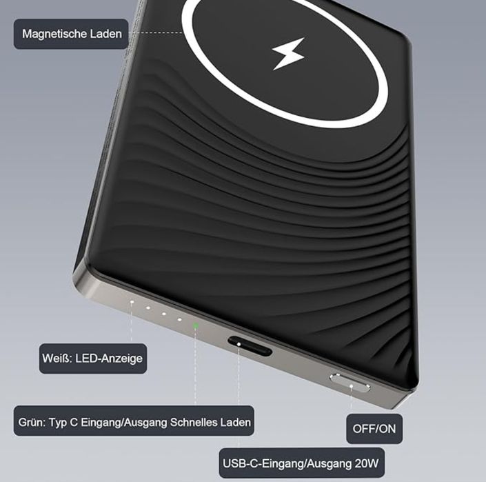Надтонкий повербанк Ntaanoo Magnetic 5000mAh Slim Power