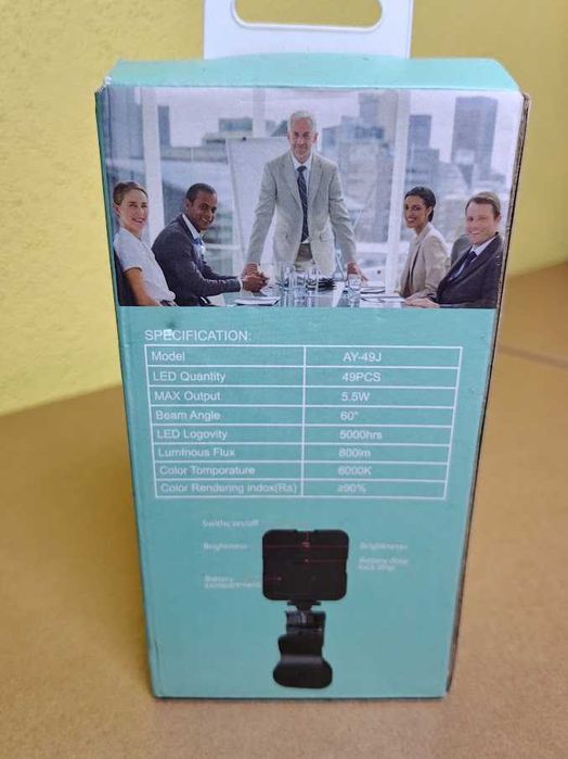 Luz LED Vídeo com Mola para Telemóvel AY-49J 6000K (Nova)