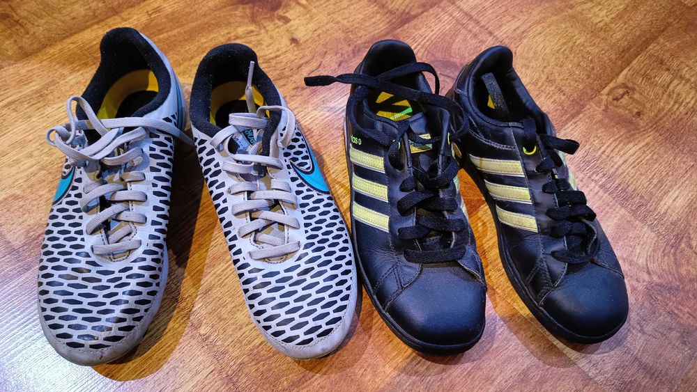 Dwie pary butów dla chłopca sneakersy adidas i korki nike r.36