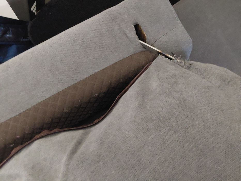 Sofá tecido cinza com chaise long 3,00m x 1,80m