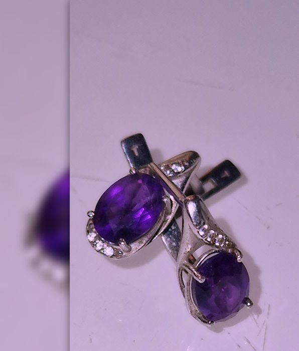 Серьги серебро с Аметистом                  .