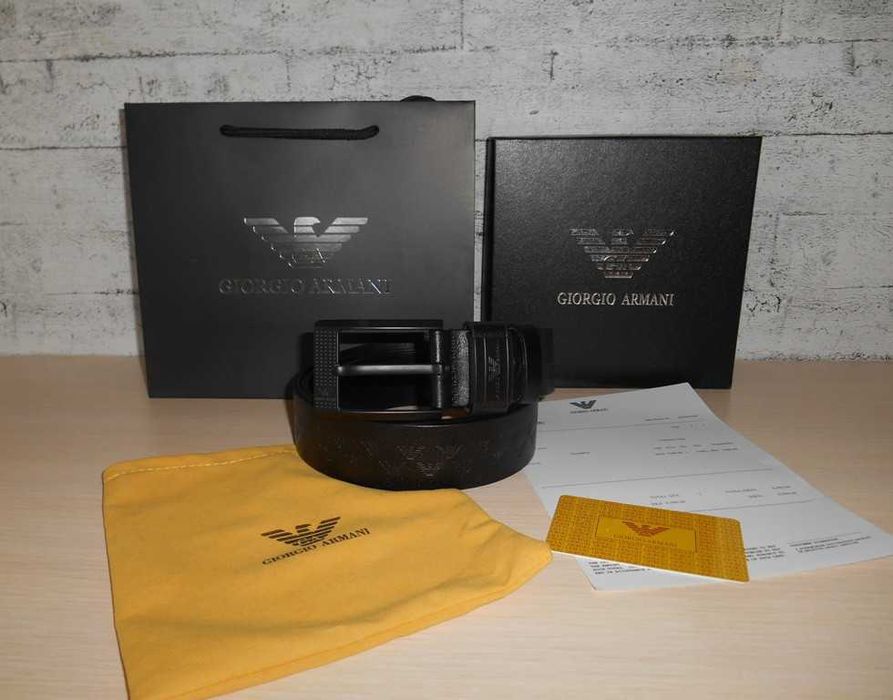 Emporio Armani pasek firmowy, skóra naturalna, Włochy 225-1