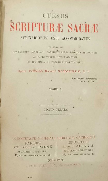 Scripturae Sacrae Seminariorum Usui Accommodatus 1870