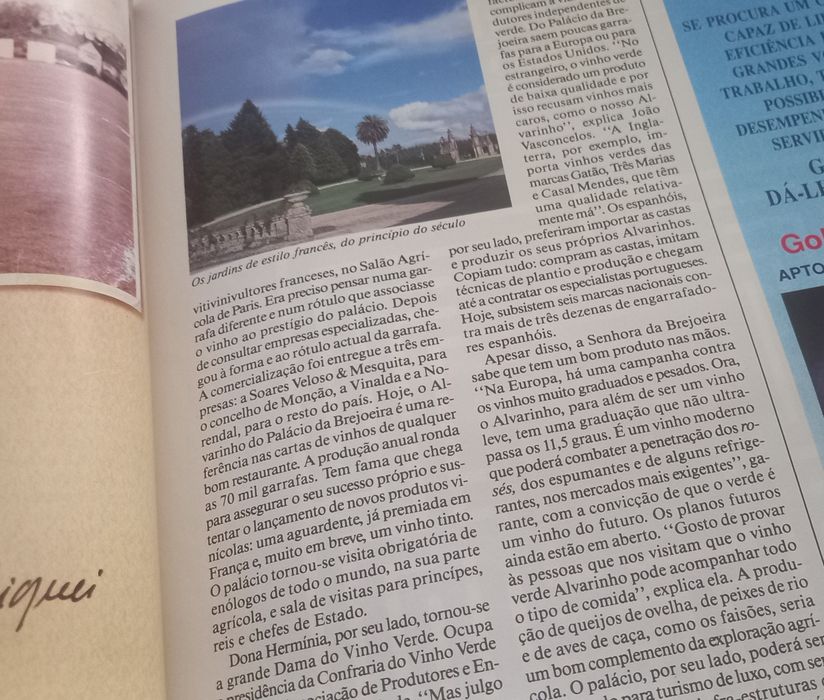 A Brejoeira e o palácio na Exame 1991 a Dama do vinho