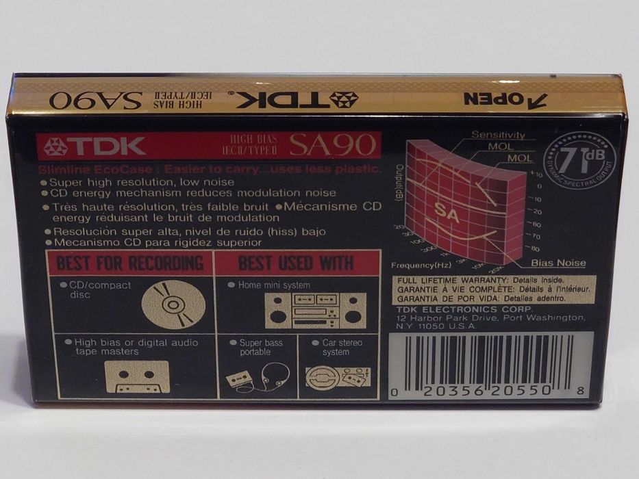 TDK SA 90 model na lata 1992/1997 na rynek Amerykański