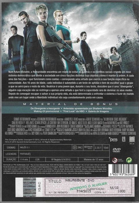 Da Série Divergente: Insurgente (2015)