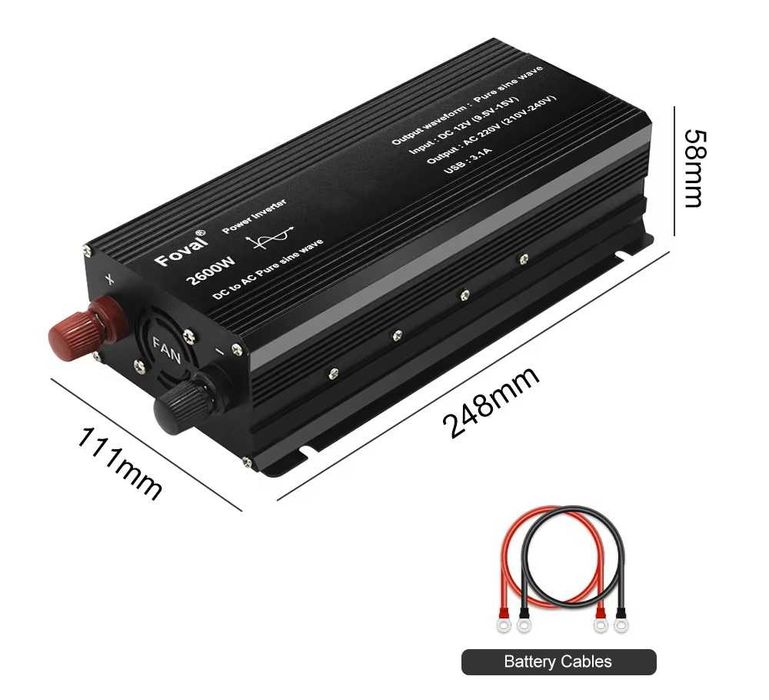 Інвертор Foval 2600,3000 перетворювач 12V-220Vчистий синус.В наявності