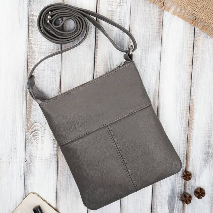 torebka damska listonoszka ze skóry naturalnej szary abruzzo abr-49-gr