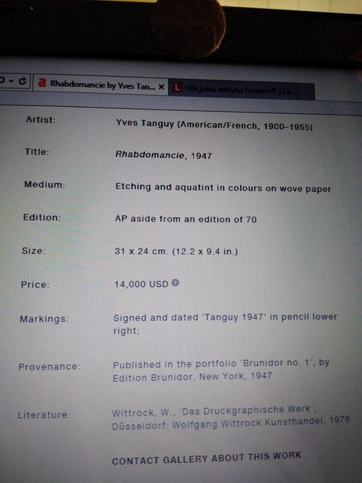 Yves Tanguy Rhabdomancie 1947r