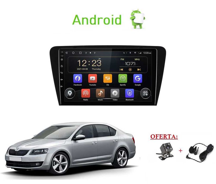 (NOVO) Rádio 2DIN • SKODA Octavia / Yeti / Rapid (4+64GB) • Android