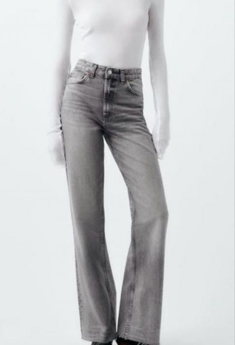 женские джинсы zara wide leg 34р серые