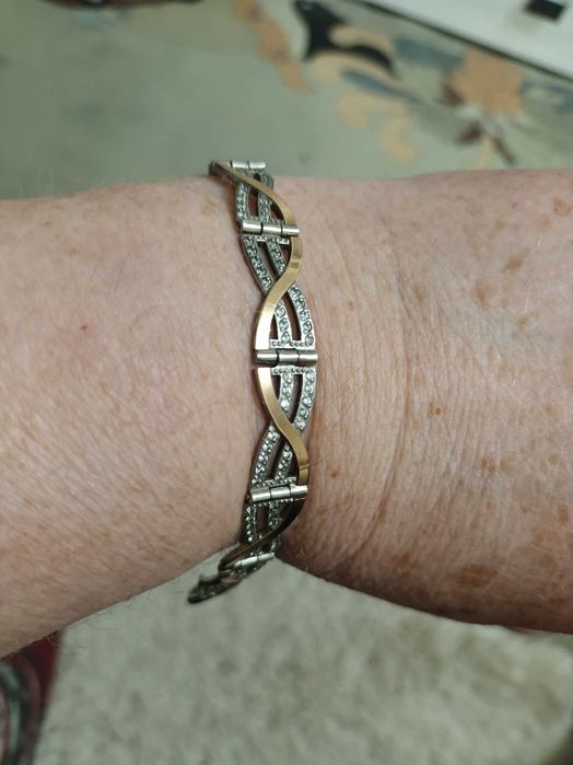 Серебрянный браслет с золотыми пластинами