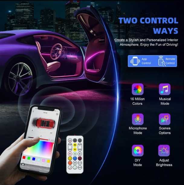 ILUMINAÇÃO LED INTERIOR c/APP (BMW,AUDI,VW,MERCEDES,SEAT) ETC
