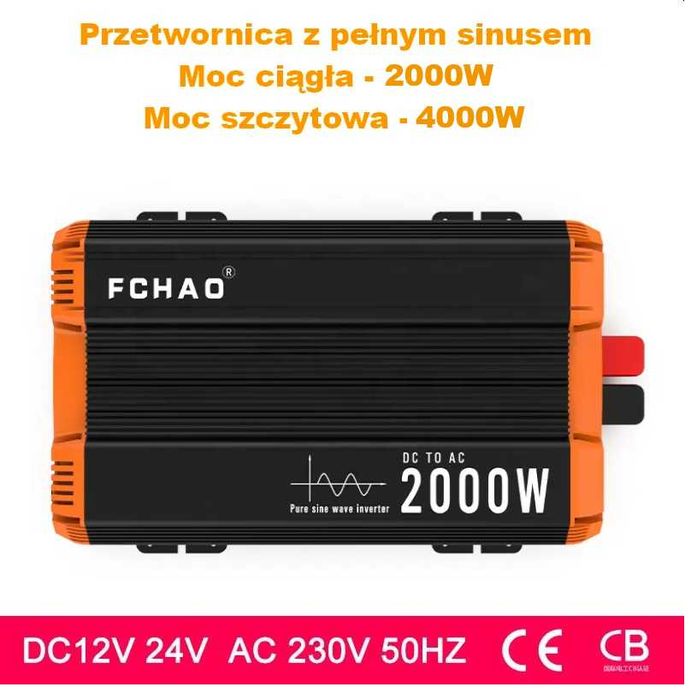 Przetwornica napięcia FCHAO 12V/230V - 2000W/4000W PEŁNY SINUS