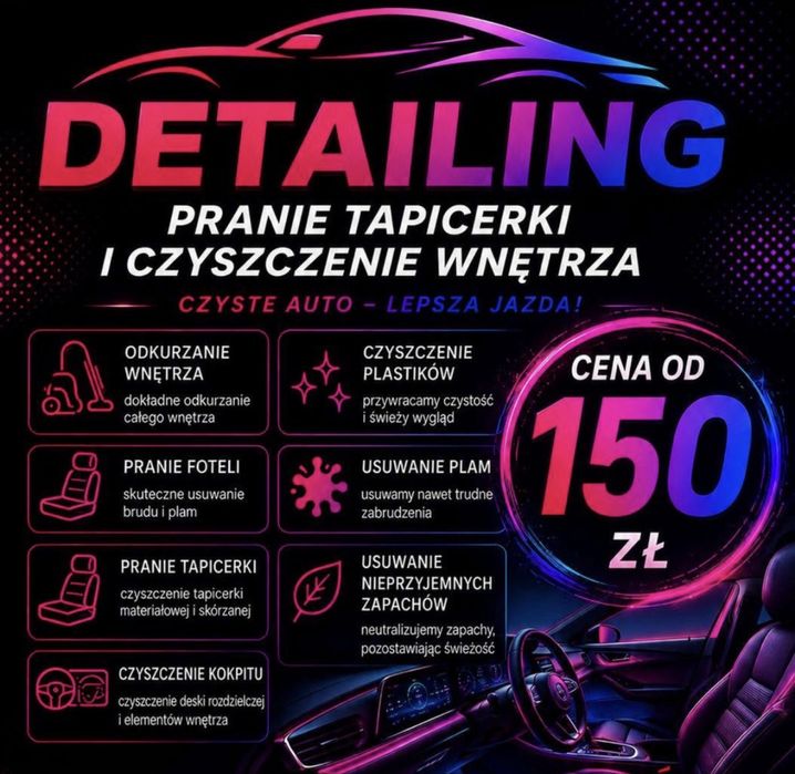 Profesjonalne pranie tapicerki | Czyszczenie wnętrza + AUTO ZASTĘPCZE