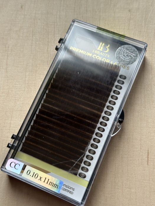 Вії для нарощування Premium Color i-Beauty коричневі CC 0.10