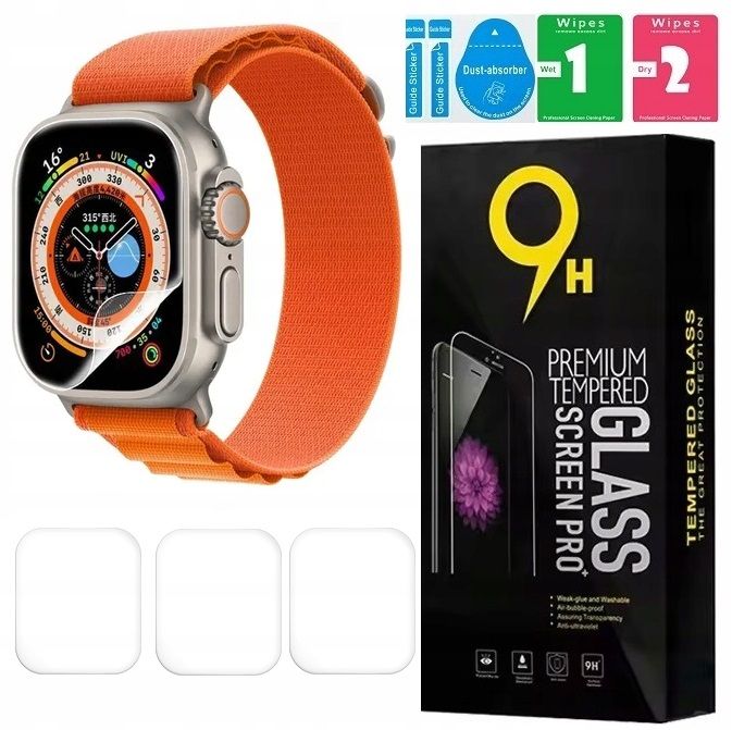 3X Hydrożelowa Folia Do Apple Watch Ultra 1 / 2 49 Mm Zestaw Ochrona
