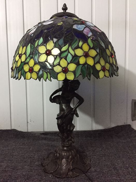 Lampa witrażowa TIFFANY motyle kwiaty 41/65cm