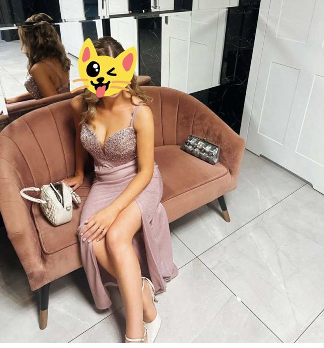Sukienka maxi liliowa glamour