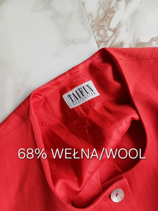 Taifun marynarka czerwona żakiet wełniana wełna vintage jesienna 42 XL