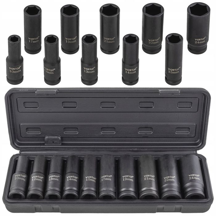 Nasadki Udarowe Długie 1/2 10Szt 10-24Mm