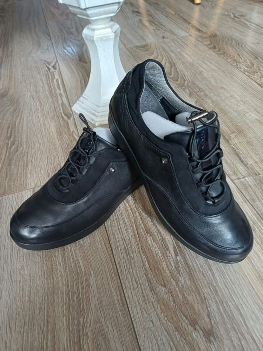 Czarne skórzane adidasy sneakersy damskie Stonefly rozm 39.