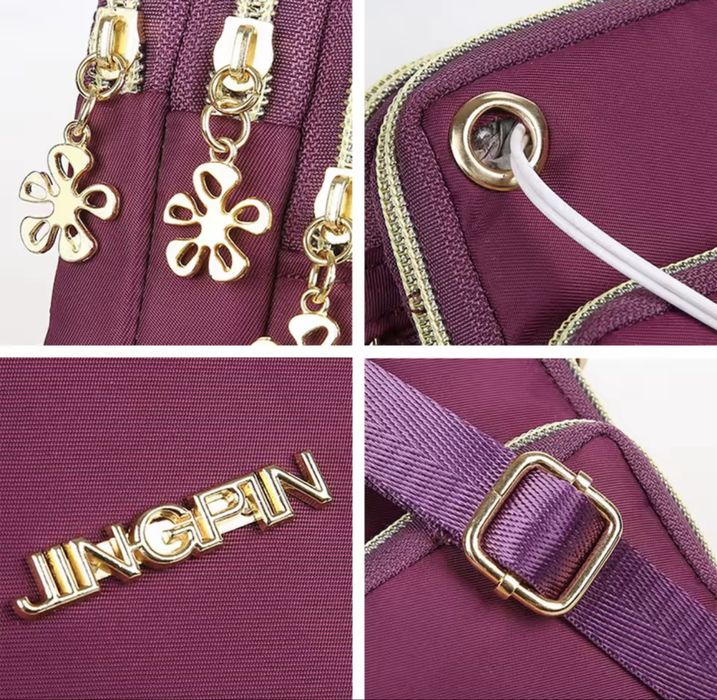 Bolsa feminina impermeável e prática para telemóvel e carteira