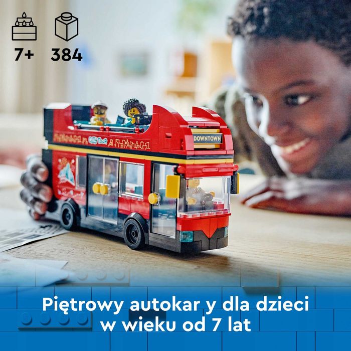 LEGO CITY 60407 Czerwony Piętrowy Autokar Klocki 7+ *NOWE*